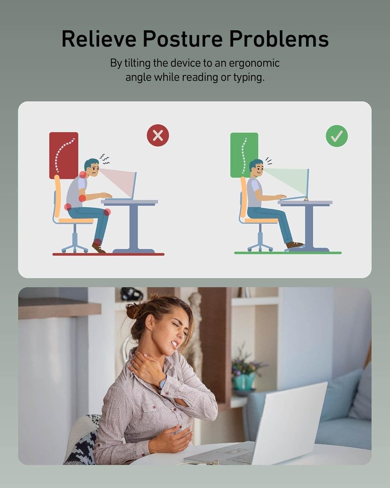 ergounion 3 in 1 Silicone Laptop Stand, Keyboard Riser for Ergonomic Typing/Reading, Portable Laptop Cooling Stand, for Home Office School and Travel, Oval Base, Macaron Green - Image 4